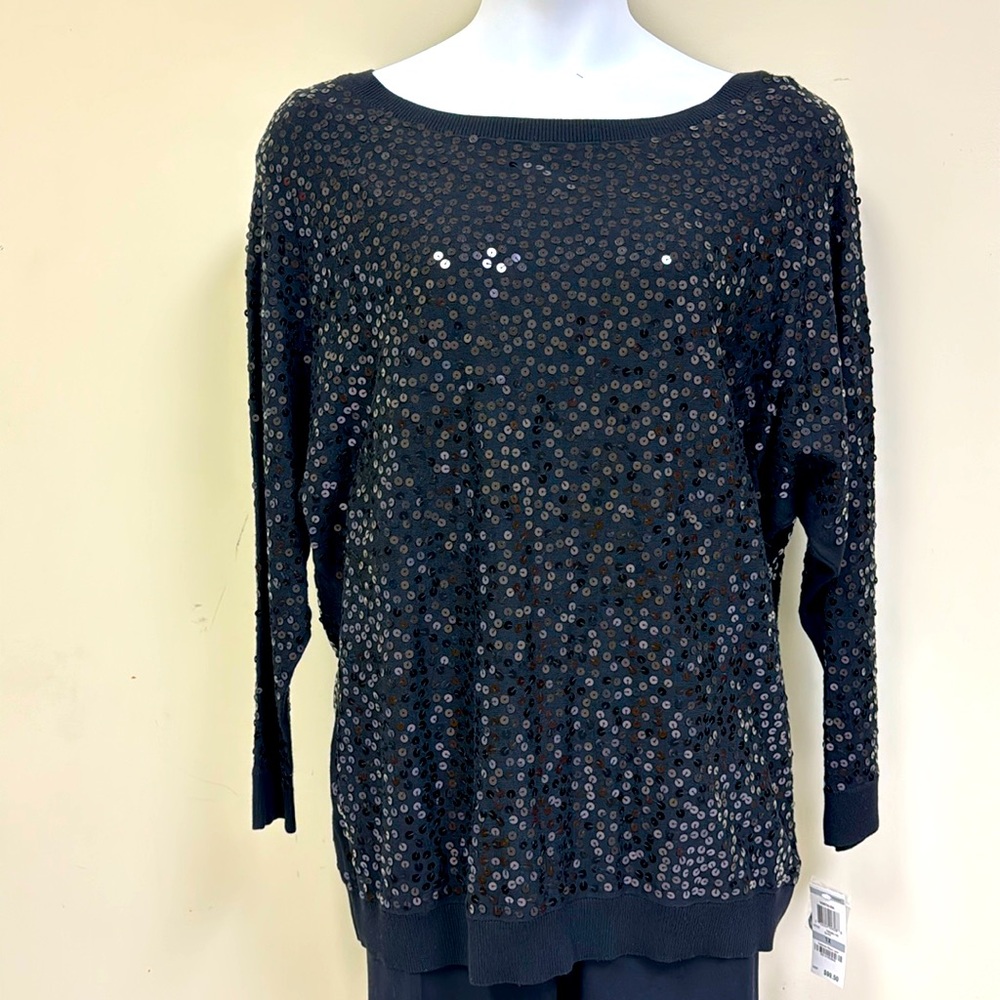 INC black sequin sweater.